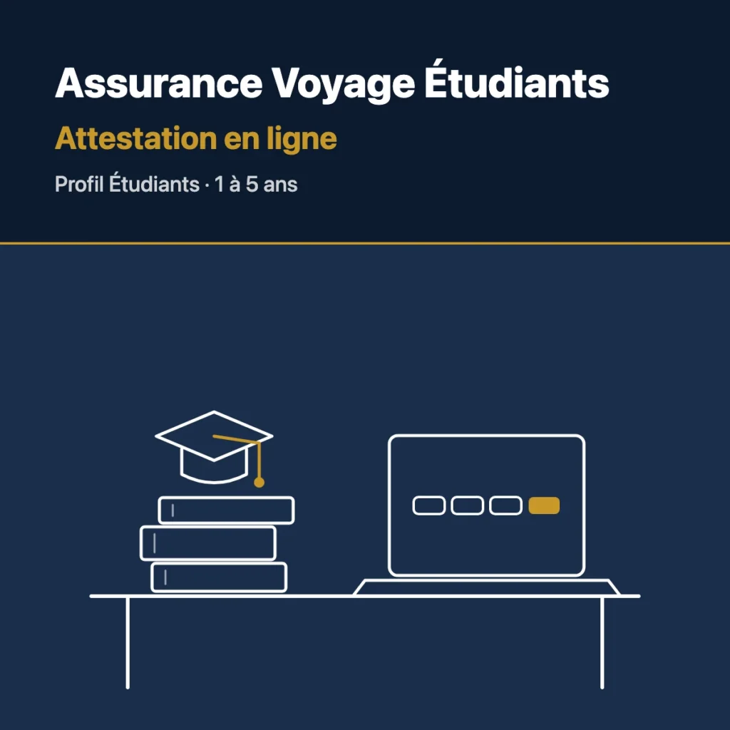 Visuel de la fiche Assurance Voyage Étudiants pour obtenir une attestation d'assurance étudiant en ligne